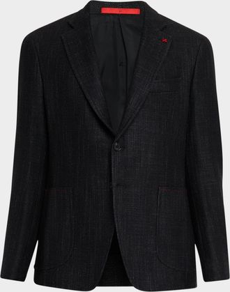 Isaia Mens Woven Textured Blazer