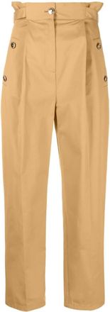 Elisabetta Franchi high-waisted trousers - women - Cotton/Viscose - 44 - Brown