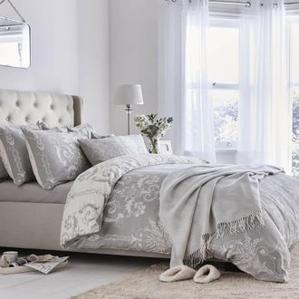 Laura Ashley Juego de funda n&oacute;rdica baroco gris 200x200cm