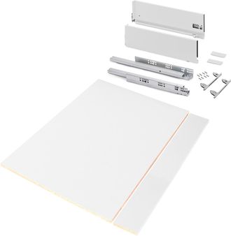 Emuca Kit De Caj&oacute;n Para Cocina O Ba&ntilde;o Vertex De Altura 178mm Con Regulaci&oacute;n 3d, Tableros Incluidos, M&oacute;dulo 900mm, Pintado Blanco - Emuca