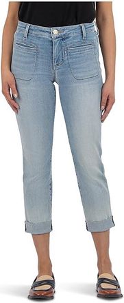 Kut from the Kloth Petite Amy Crop Straigh Leg Roll Up Womens Jeans Valor : 14P 24.5, Cotton/Denim/Spandex
