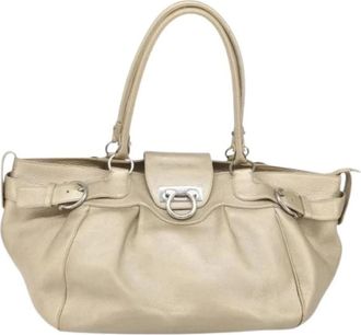 Ferragamo Pre-owned Handbags, female, Beige, Size: ONE SIZE Pre-owned Gancini Handbag
