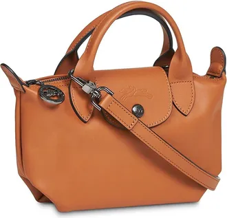Longchamp Womens Leather Handbag Le Pliage Xtra Brown Calf Handbags Hand Bags
