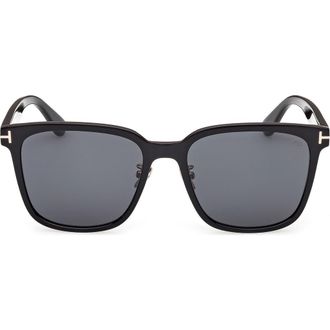 Tom Ford 58mm Square Sunglasses in Shiny Black/smoke at Nordstrom