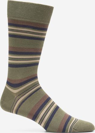Cole Haan Mens Striped Dress Crew Socks - Green
