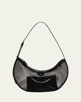 Alaia One Piece Demi Perforated Shoulder Bag in Leather and Nylon