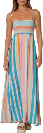 Maaji Ailany Deep Sea Stripe Maxi Cover Up Dress in Light/pastel Blue at Nordstrom, Size Small