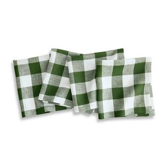 Solino Home Linen Dinner Napkins - Buffalo Check, 20 x 20 in Olive And White at Nordstrom, Size Large