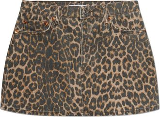 Re/Done Denimrok met dierenprint - Dames - Spijkerrokken - Bruin - W29 - Denim - Rokken