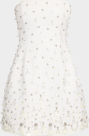 SIMKHAI Yasmin Strapless Embellished Bustier Mini Dress