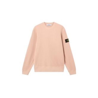 Stone Island Sweatshirts, male, Pink, Size: 2XL Cotton Waffle Fleece Sweatshirt