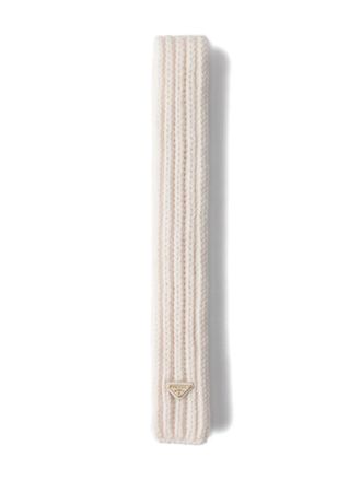 Prada enameled-triangle rib-knit scarf - Neutrals