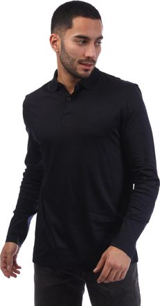 HUGO BOSS Mens Boss Pirol Long Sleeve Polo Shirt in Dark Blue