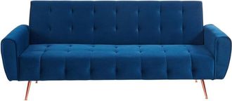 VENTE-UNIQUE.COM Sofá cama poliéster 3 plazas azul eléctrico 209x83cm