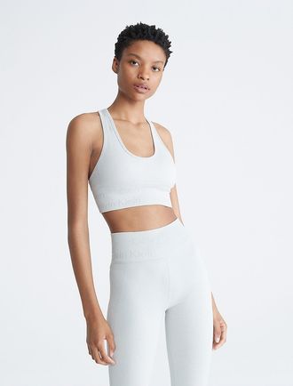 Calvin Klein Womens Performance Seamless Medium Impact Sports Bra - White - XL