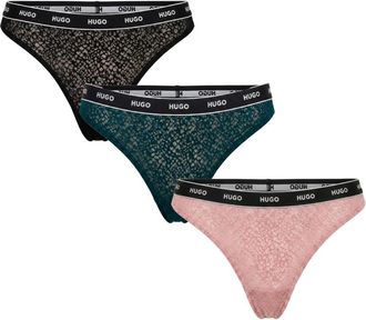 HUGO BOSS Triple Thong Kant - Dames - Onderbroek - Veelkleurig - L - Ondergoed