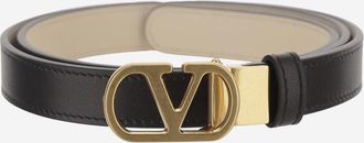 Valentino Garavani Black Logo Buckle Solid Belt