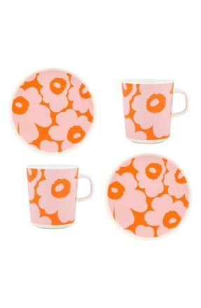 Marimekko Oiva Unikko Plate in Orange at Nordstrom, Size One Size Oz