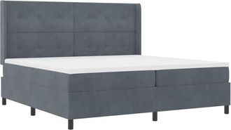 vidaXL Vidaxl - Cama Con Box Spring Led Y Colch&oacute;n Gris Oscuro 200 X 200 Cm