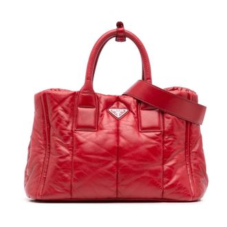 Prada Pre-owned Nappa Bomber Satchel - Dames - Pre-owned - Rood - Maat: ONE Size Leer