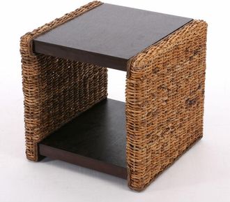 Hhg Hhg - Mesilla De Noche Taburete Lucca Rat&aacute;n, Mimbre Pl&aacute;tano