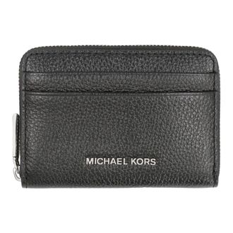 Michael Kors Wallets & Cardholders, female, Black, Size: ONE SIZE Jet Set Small Pebbled Leather Zip-Around Card Case