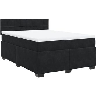 vidaXL Cama Box Spring Con Colch&oacute;n Terciopelo Negro 140x200 Cm Vidaxl