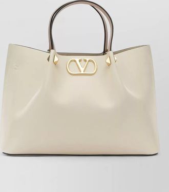 Valentino Garavani v logo leather tote bag top handles