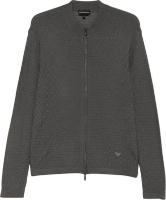 Emporio Armani Gebreide Cardigan van Scheerwol - Heren - Vesten - Grijs - S - Wol - Truien & Vesten