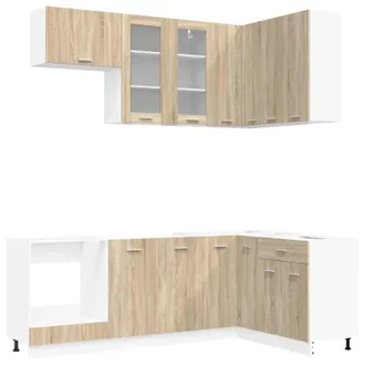 vidaXL Unit&agrave; Cucina Lyon 8 Pz Rovere Sonoma Legno Ingegnerizzato Vidaxl