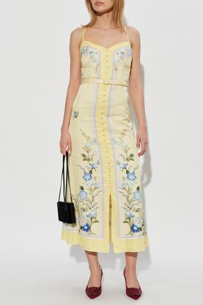 Self Portrait Floral Motif Dress, Womens, Yellow