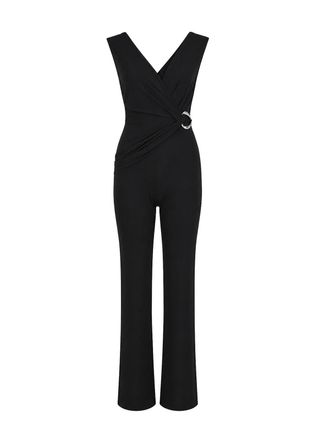 Patrizia Pepe Draped Stretch Crepe Jersey Jumpsuit