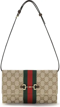 Gucci Womens Wallet Horsebit Web Gg Canvas Sand-Dark Brown-Green-Black Fabric & Purses Sand/dark Brown/green/black