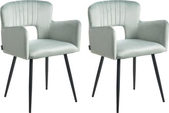 Beliani Beliani - Conjunto De 2 Sillas De Comedor De Terciopelo Azul Claro Negro Respaldo Sanilac