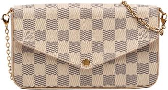 Louis Vuitton Borsa a tracolla Pochette Felicie in tela Damier Azur 2020 - Bianco