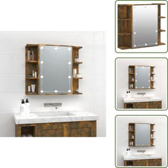 vidaXL The Living Store Mobile a Specchio con LED Rovere Fumo 70x16,5x60 cm - Armadio con specchio