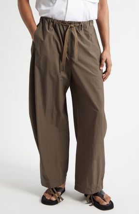 sacai Cotton Typewriter Barrel Leg Pants in Taupe at Nordstrom, Size 3