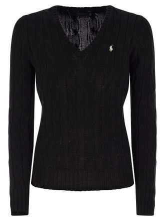 Polo Ralph Lauren geflochtener Baumwoll -V -Hals -Pullover