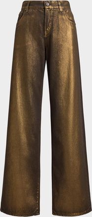 Ralph Lauren Collection Metallic Wide-Leg Jeans