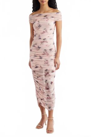 Lulus Claudia Ruched Midi Dress In Pink