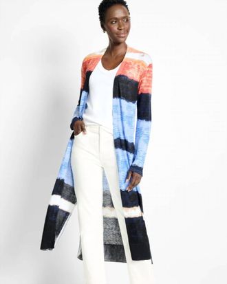 Nic+Zoe Painted Peninsula Cardigan In Blue Multi