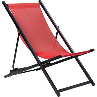 Beliani Folding Deck Chair LOCRI II Metal Red