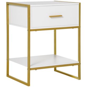 OEM Mesita De Noche Mesa Auxiliar Con Caj&oacute;n Y Estante De Almacenamiento Para Dormitorio Sal&oacute;n Cama Oficina Estilo Moderno 45x40x60 Cm Blanco