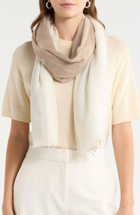 Nordstrom Checker Cashmere Scarf in Beige- Ivory at Nordstrom