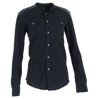 Balmain Shoulder Detail Long Sleeve Shirt in Black Cotton