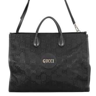 Gucci Black Nylon Leather Shoulder Bag Tote Bag (Pre-Owned)