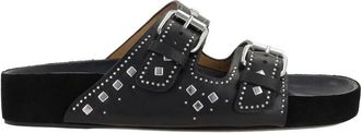 Isabel Marant Slippers met gespsluiting en studs - Dames - Sandalen - Zwart - 36 EU - Schoenen