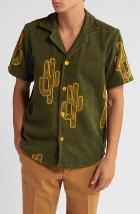 OAS Mezcal Terry Cloth Camp Shirt in Green at Nordstrom Rack, Size Xx-Large