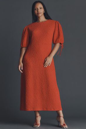 English Factory Short-Sleeve Textured Midi Dress