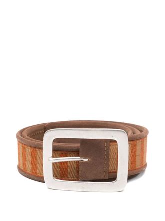 Romeo Gigli 1990s striped belt - men - Cotton/Leather - 100 - Brown